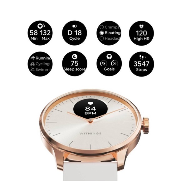 WITHINGS NWT scanwatch hybrid smartwatch -light sand -30 day battery life - Picture 3 of 16